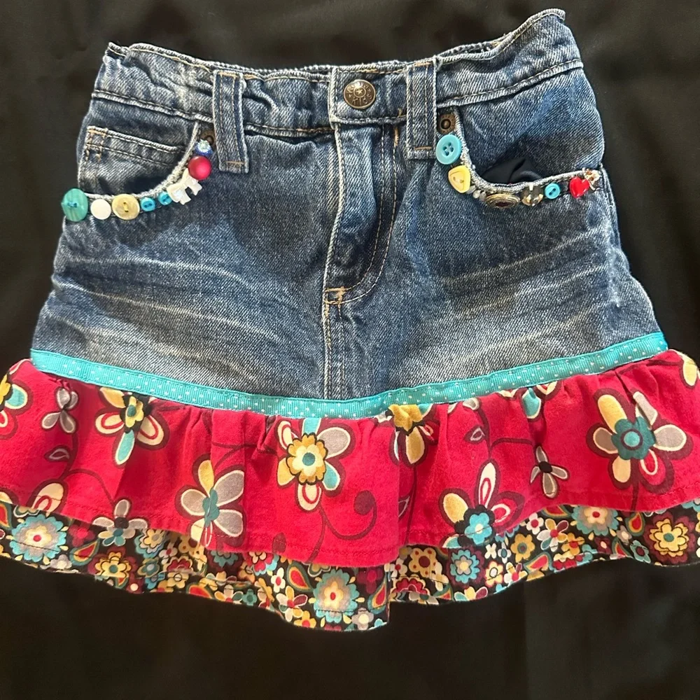 Western, Hand Crafted Denim Skort, Embellished, For Rodeo Sz 3T Great Condition
